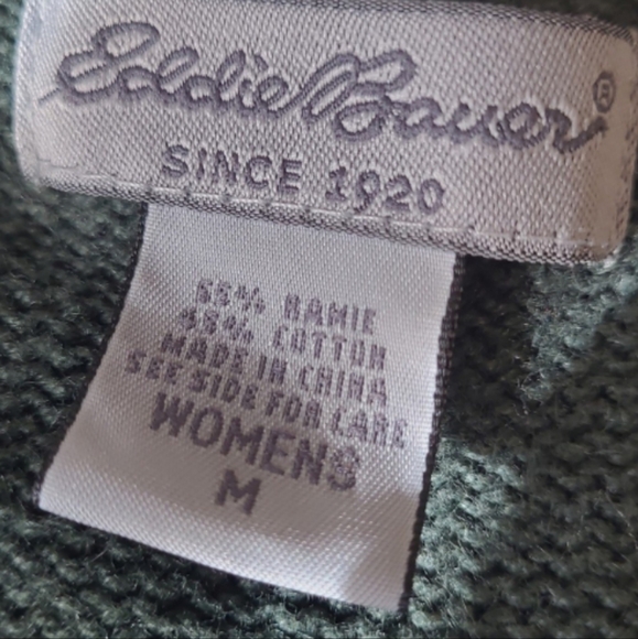 Vintage Eddie Bauer Women's SZ Med. Zip Cardigan embroidery forest green Y2K - Picture 2 of 11